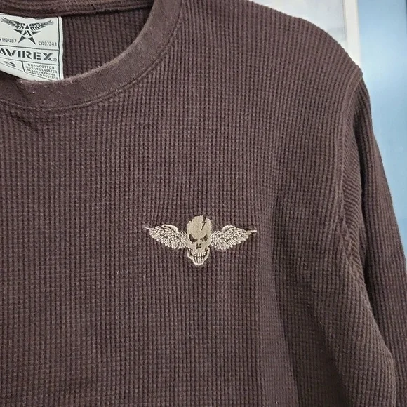 Avirex Vintage Skull with wings Crewneck Sweater Small Blokecore Bikercore Y2K - Picture 2 of 8